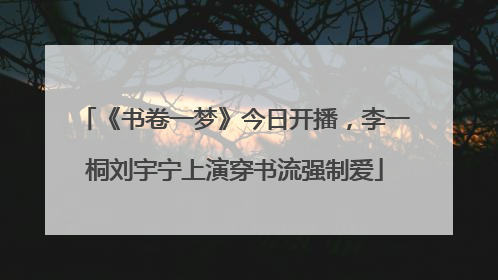 《书卷一梦》今日开播，李一桐刘宇宁上演穿书流强制爱