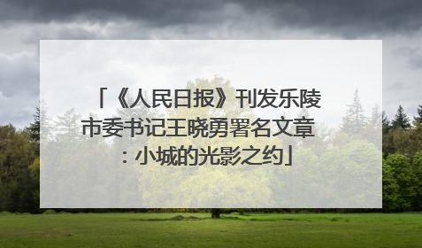 《人民日报》刊发乐陵市委书记王晓勇署名文章：小城的光影之约