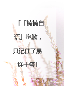 「楠楠自语」抱歉，只记住了易烊千玺