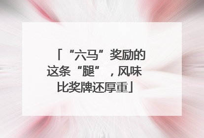 “六马”奖励的这条“腿”，风味比奖牌还厚重