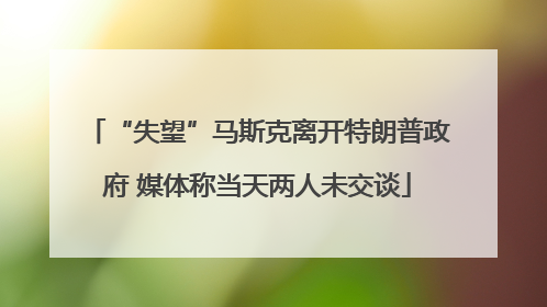 “失望”马斯克离开特朗普政府 媒体称当天两人未交谈