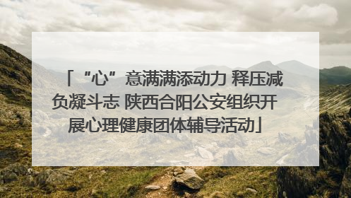 “心”意满满添动力 释压减负凝斗志 陕西合阳公安组织开展心理健康团体辅导活动