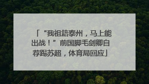 “我祖籍泰州，马上能出战！”前国脚毛剑卿自荐踢苏超，体育局回应