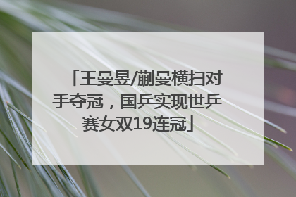 王曼昱/蒯曼横扫对手夺冠，国乒实现世乒赛女双19连冠