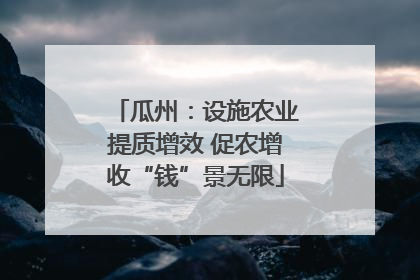 瓜州：设施农业提质增效 促农增收“钱”景无限