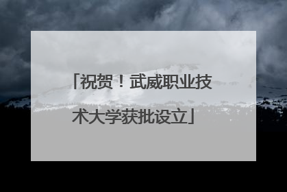祝贺！武威职业技术大学获批设立