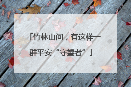 竹林山间，有这样一群平安“守望者”