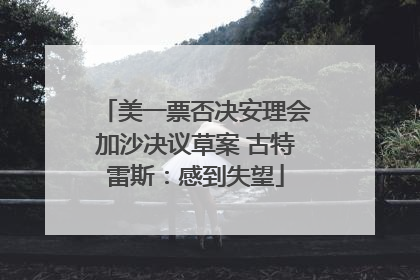 美一票否决安理会加沙决议草案 古特雷斯：感到失望