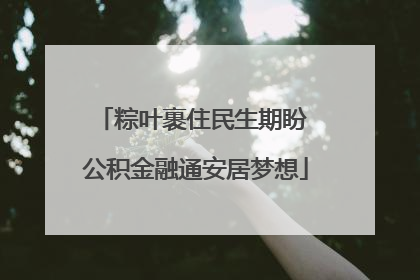 粽叶裹住民生期盼 公积金融通安居梦想