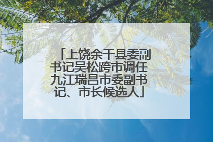 上饶余干县委副书记吴松跨市调任九江瑞昌市委副书记、市长候选人