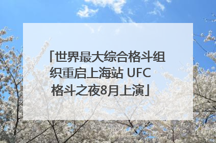 世界最大综合格斗组织重启上海站 UFC格斗之夜8月上演