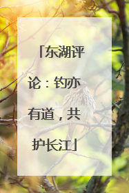 东湖评论：钓亦有道，共护长江