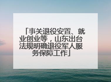 事关退役安置、就业创业等，山东出台法规明确退役军人服务保障工作