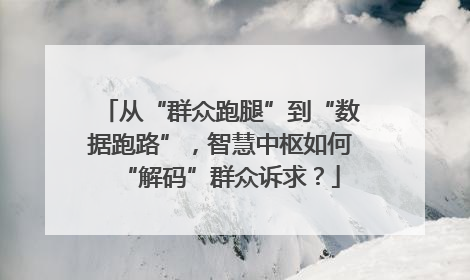 从“群众跑腿”到“数据跑路”，智慧中枢如何“解码”群众诉求？