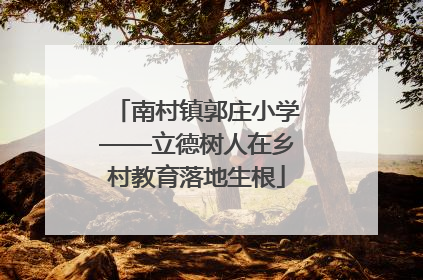 南村镇郭庄小学——立德树人在乡村教育落地生根