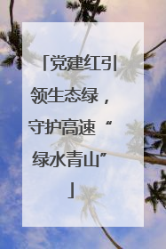 党建红引领生态绿，守护高速“绿水青山”