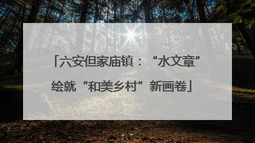 六安但家庙镇：“水文章” 绘就“和美乡村”新画卷