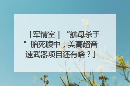 军情室｜“航母杀手”胎死腹中，美高超音速武器项目还有啥？