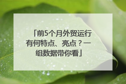 前5个月外贸运行有何特点、亮点？一组数据带你看