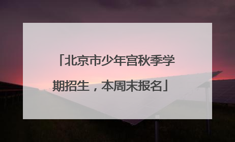 北京市少年宫秋季学期招生，本周末报名