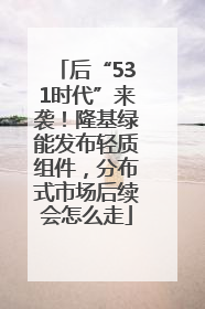 后“531时代”来袭！隆基绿能发布轻质组件，分布式市场后续会怎么走