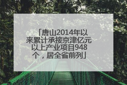 唐山2014年以来累计承接京津亿元以上产业项目948个，居全省前列