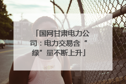 国网甘肃电力公司：电力交易含“绿”量不断上升