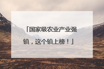 国家级农业产业强镇，这个镇上榜！