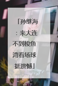 孙继海：来大连不到梭鱼湾看场球挺遗憾