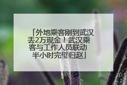 外地乘客刚到武汉丢2万现金！武汉乘客与工作人员联动 半小时完璧归赵
