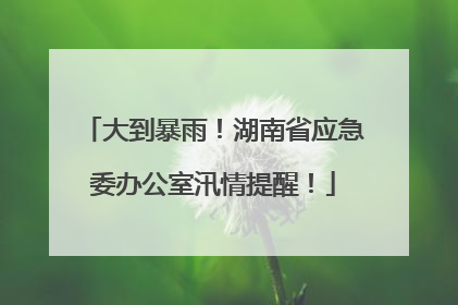 大到暴雨！湖南省应急委办公室汛情提醒！