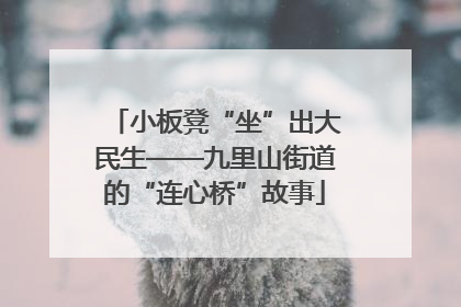 小板凳“坐”出大民生——九里山街道的“连心桥”故事