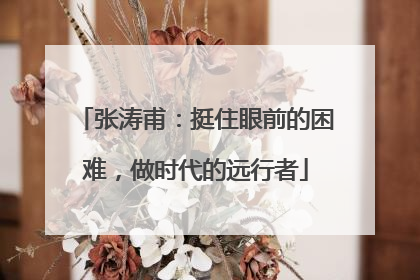 张涛甫：挺住眼前的困难，做时代的远行者