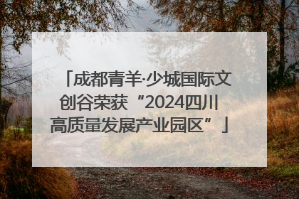 成都青羊·少城国际文创谷荣获“2024四川高质量发展产业园区”
