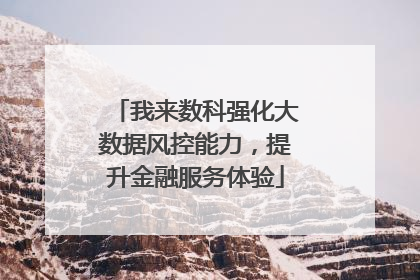 我来数科强化大数据风控能力，提升金融服务体验