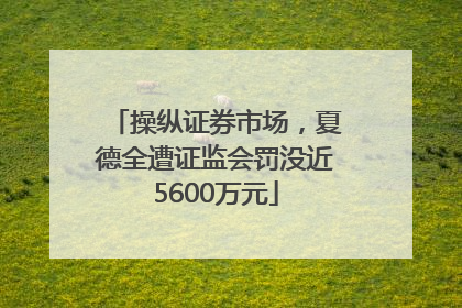 操纵证券市场，夏德全遭证监会罚没近5600万元