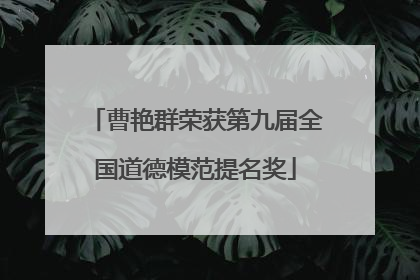 曹艳群荣获第九届全国道德模范提名奖