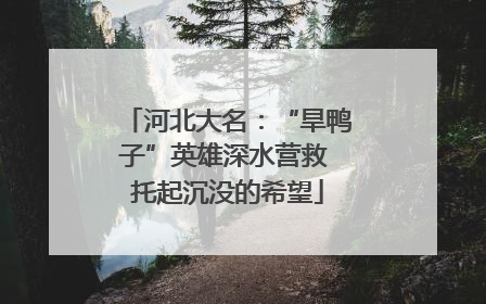 河北大名：“旱鸭子”英雄深水营救 托起沉没的希望