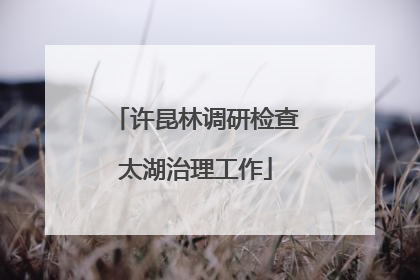 许昆林调研检查太湖治理工作