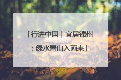 行进中国｜宜居锦州：绿水青山入画来
