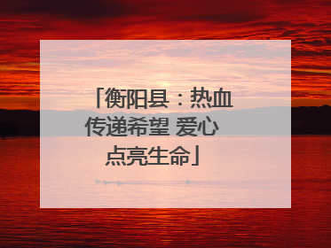 衡阳县：热血传递希望 爱心点亮生命