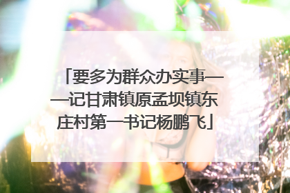 要多为群众办实事——记甘肃镇原孟坝镇东庄村第一书记杨鹏飞