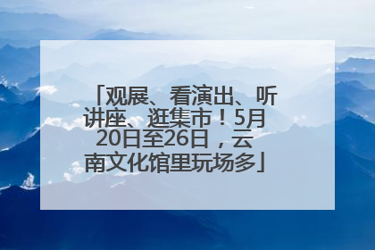 观展、看演出、听讲座、逛集市！5月20日至26日，云南文化馆里玩场多