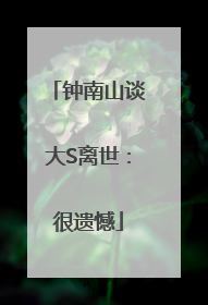 钟南山谈大S离世：很遗憾