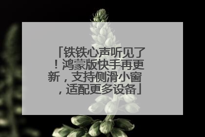 铁铁心声听见了！鸿蒙版快手再更新，支持侧滑小窗，适配更多设备