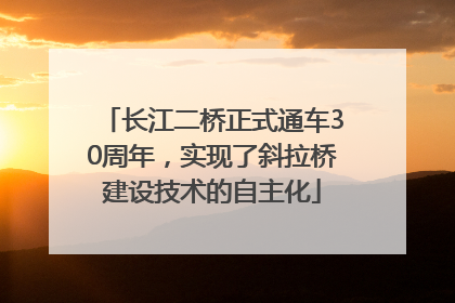 长江二桥正式通车30周年，实现了斜拉桥建设技术的自主化