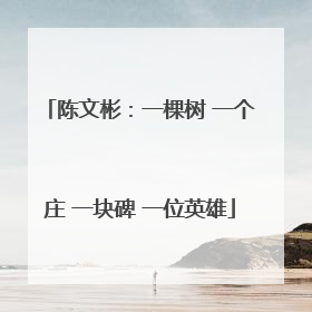 陈文彬：一棵树 一个庄 一块碑 一位英雄