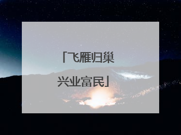 飞雁归巢 兴业富民