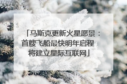 马斯克更新火星愿景：首艘飞船最快明年启程 将建立星际互联网