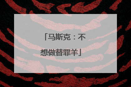马斯克：不想做替罪羊